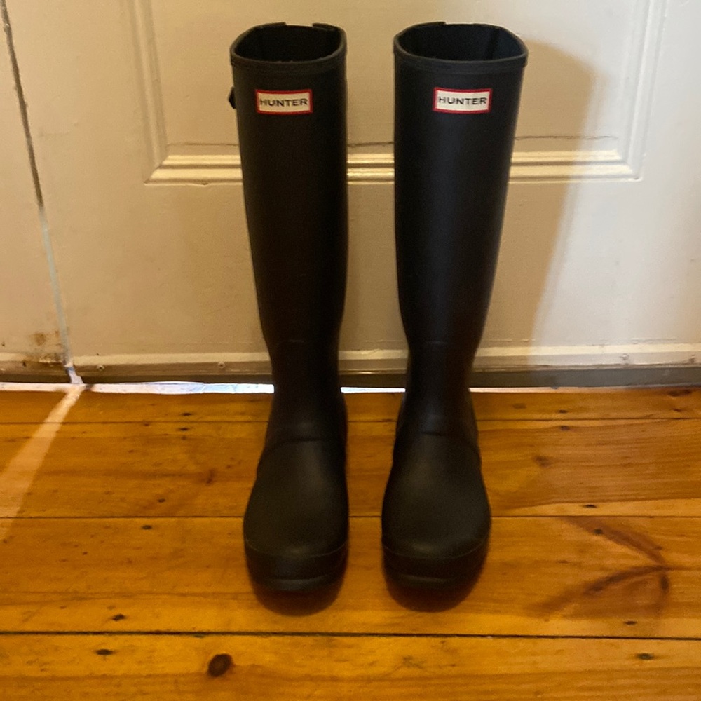 Tall Black Matte Hunter Boots